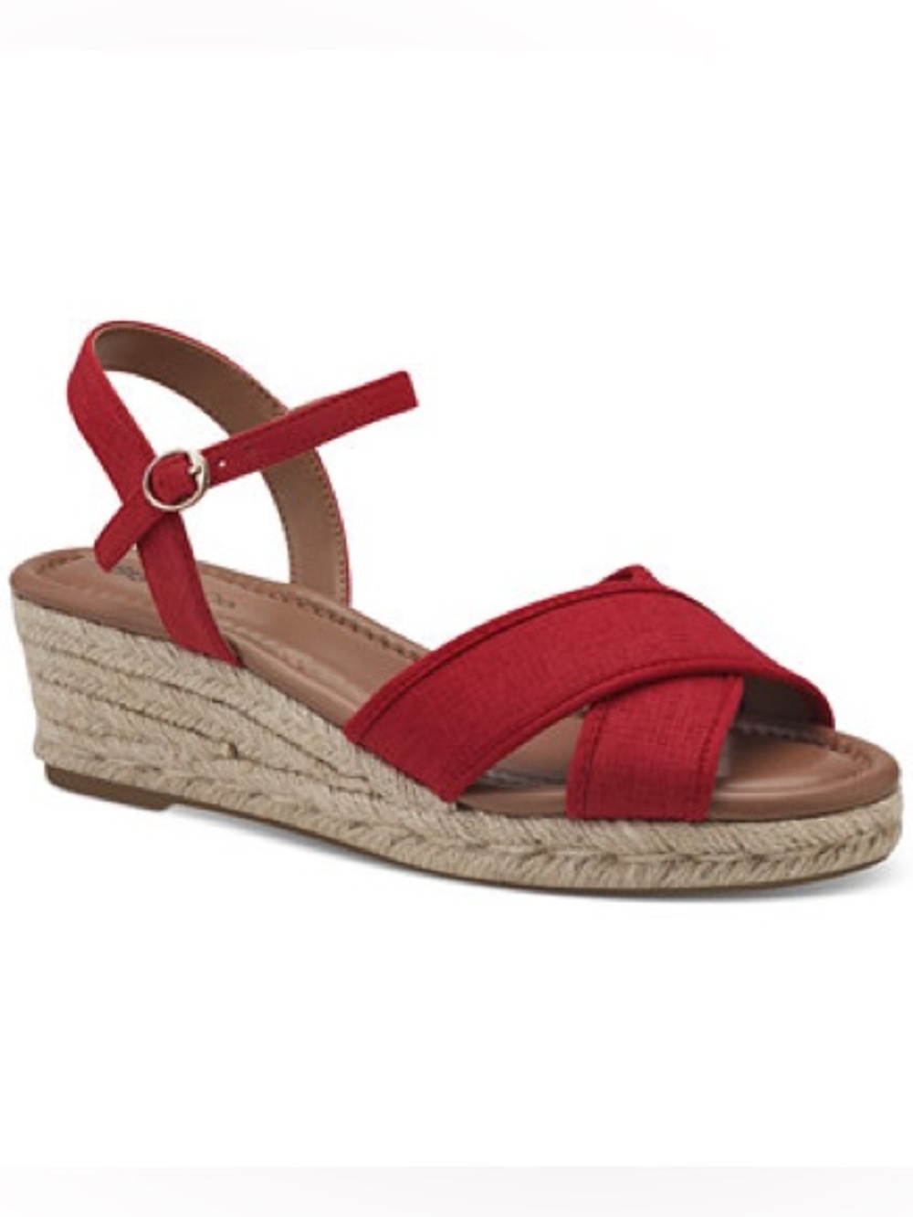 Style&Co Women's Red Leahh Strappy Espadrille Wedge Sandals Size 9